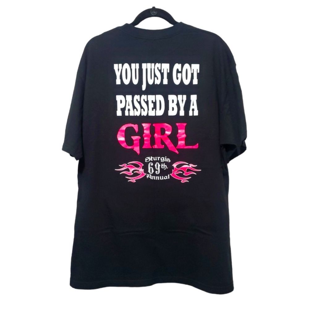 Vintage 2009 Sturgis Motorcycle Rally T-Shirt Womens Black Pink Passed by a Girl